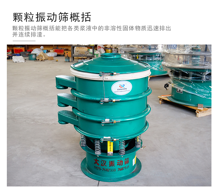 顆粒式振動篩是針對顆粒狀物料進行研發的，由于顆粒的形狀有很多的不同所以，廠家在清網裝置方面進行提升效率。